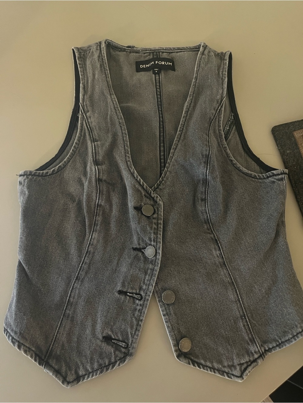 Aritzia Denim Forum Charcoal Gray Denim Top